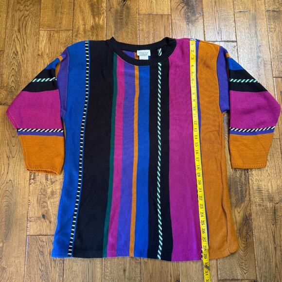 VTG Fashion Formulas Pullover Top LG Stripes Women's Sweater 3/4 Sleeves - Picture 4 of 6